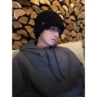 cap men cap CHUNCC Hat Men's Winter Cold Hat Men's Black Woolen Hat Men's Big Head Circumference Kni