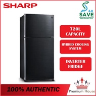 Sharp (720L) 2 Door Fridge Pelican Inverter Refrigerator SJP801MFMK