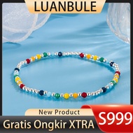 LUANBULE Silver Anklet S999 For Girls With Elastic Rope