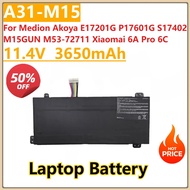 New A31-M15 Laptop Battery 11.4V 3650mAh For Medion Akoya E17201G P17601G S17402 M15GUN M53-72711 Xi