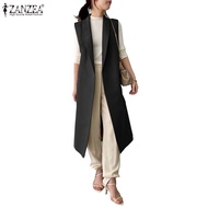 ZANZEA Women Korean Lapel Sleeveless Pockets Loose Solid Color Blazer