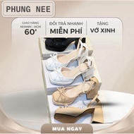 Women's high heels with square toe and pretty bow, 9cm strap - elegant figure, comfortable and easy 