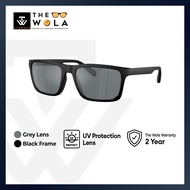 (2 Years Warranty) Men's Rectangle Frame Black Injected Sunglasses - EA4219F