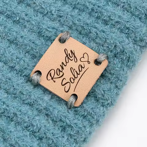 Sewing Tags, Leather Tags, Genuine Leather, Custom Fold Labels, Square 1x1 Inches, Personalized Logo