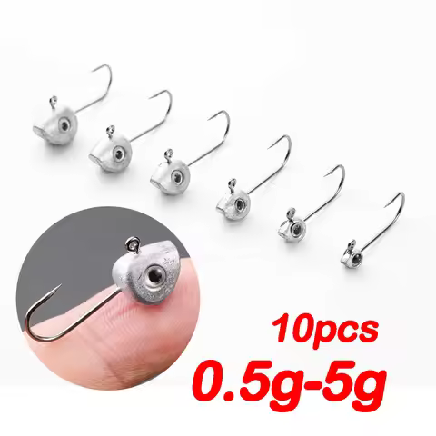 10pcs Mini Jig Head Hook 3D Eyes 0.5g 1g 2g 3g 4g 5g Bass Crappie Fishing Jig Hooks Soft Lure Worm F