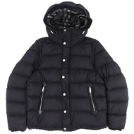 全新 △ BURBERRY 4058195 部分格紋圖案 Logo 貼片連帽雙向羽絨背心/羽絨外套 黑色 54 國產正品 男款