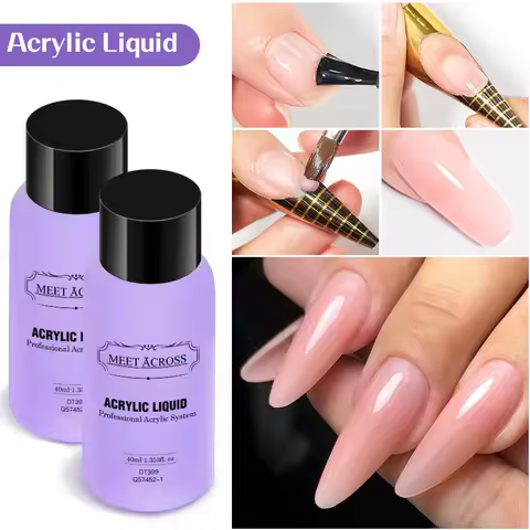 MEET ACROSS 40ml Acrylic Liquid For Acrylic Powder Dust Nails Monomer Crystal Nail Art Nail Extensio