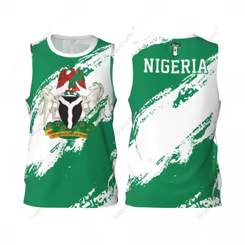 Men Basketball Sports Nigeria Flag Running Fitness Multifunction Jersey Sleeveless shirt Custom Name