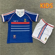 1998 Retro France Home Children's Football Jersey Set ZIDANE Football Jersey Set