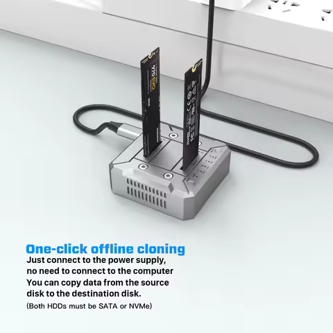 Dual M2 NVMe Dual-Bay SSD Docking Station Offline Clone HD Drive Hard Disk M.2 SSD Duplicator Suppor