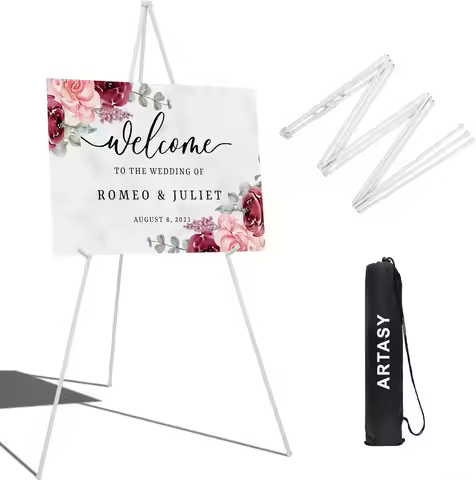 63" Portable Easel Stand for Wedding Signs, Posters, and Painting Canvas - Adjustable Height, Suppor