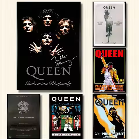 Queen's Bicycle Race Poster Freddie Mercury Bohemian Rhapsody Rock Music Canvas Decoration Painting 