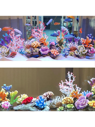 12 ชิ้น พืชปลอมประดับตู้ปลา การตกแต่งอุปกรณ์ตู้ปลารูปแบบประดิพัทธ์ สีสันสดใส ประดับการจัดภูมิทัศน์ตู