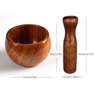 Wood Mortar and Pestle Garlic Herb Spice Mixing Grinder Crusher for Grinding Crushing Herbs JS-019-V