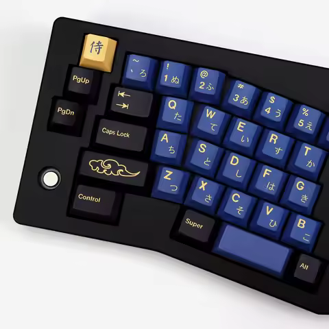 KBDiy Japanese Retro Blue Samurai GMK Keycap Cherry Profile Alice ISO PBT Keycaps For Aula Mechanica