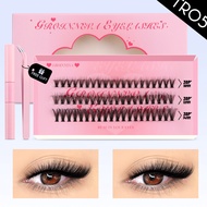 Lasvirey Lash Clusters Kit Natural Lashes Extension Set Mixed Manga Lashes With Bottom Lashes Clear 