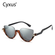Cyxus แว่นตากันแดด Retro ครึ่งกรอบสำหรับผู้หญิงแฟชั่น Shades Diamond Shades PC กรอบแว่นตา 1079