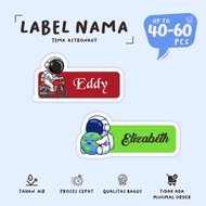 (40-60Pcs) Cute ASTRONAUT Name Sticker Print |Name label/ waterproff Sticker Name label/Cute Name Sticker/cutting Sticker