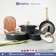 Simplus 24cm Fry Pan/24cm Soup Pot/28cm Wok/18cm Sauce Pot U.S. XYLAN Non Stick Coating Cookware Set