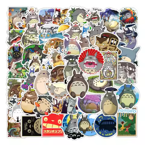 New 50Pcs Cartoon Bright Ghibli Hayao Miyazaki Stickers Totoro Decals For Phone Laptop Suitcase Note
