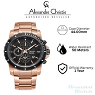 [Official Warranty] Alexandre Christie 6141MCBCABA Stainless Steel Strap 44mm Men's Chronograph Watc
