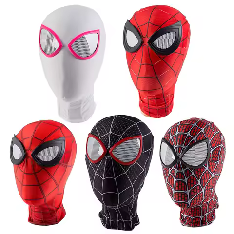 Adult Spiderman Mask Peter Parker Miles Morales Raimi Superhero Cosplay Costume Masks Lens Prop Face