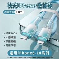 A1 - (冰晶天藍) 超快充 iPhone 6-14 Lightning to USB-C PD高速手機充電線 快充編織數據線 堅固耐用充電線 1米