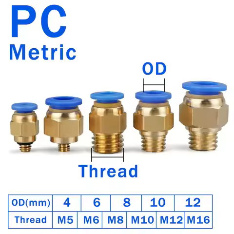 10/50/100pcs PC Pneumatic Fitting Quick Air Connectors M5 M6 M8 M10 M12 M14 M16 M20 Metric Male Thre