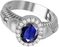 Blue Sapphire Adjustable Ring Silver Plated 5.00 Carat Unheated And Untreated Neelam Natural Ceylon 