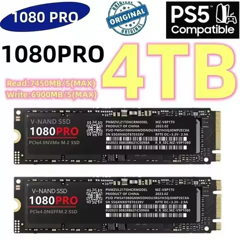 2026 Original Nouveau SSD 1080Pro PCIe4.0 NVMe M.2 2280 Haute Lecture, 1TB/2TB/4TB Solid State Drive