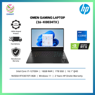 HP Gaming Laptop OMEN 16-K0034TX 16.1" QHD 165Hz Shadow Black ( I7-12700H, 16GB, 1TB SSD, RTX3070Ti 8GB, W11 )