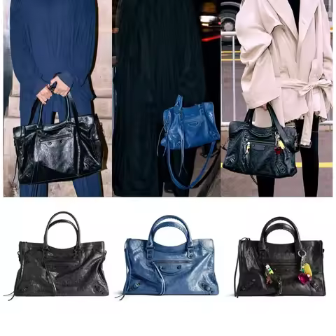 Le City Paris Classic Biker Bag ABG Spicy Girl Oil Leather Fabric Retro Rivet Large Capacity Tote Ba