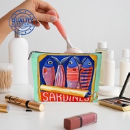 Fashionable Sardine Cosmetic Bag Lightweight Versatile Reusable Durable Bag Foldable Zippered K3q2