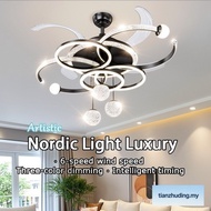【In stock】[Starry Sky Fan Light] Ceiling Fan Light/LED Fan Light/Living Room Fan Light/Bedroom Fan L