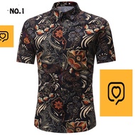 kemeja lelaki baju fesyen tema batik flora klasik moden bergaya men shirt fofuflar ss4390qq