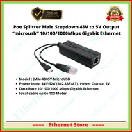 [Wholesale] PoE Splitter 44V-57V 802.3af Gigabit Power Over Ethernet Output microUSB 48V Stepdown 5V