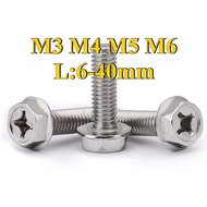 304 Stainless Steel Flange Cross Bolt (Flat) M3/M4/M5/M6 (XZM-DM) (Y6) (x6)
