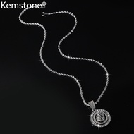 Kemstone Hip Hop Zircon Jesus Pendant Necklace for Mens Gold Plated Necklace Jewelry