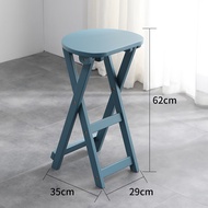ST-🚤Pretiwang High Chair Folding Stool Solid Wood Folding Chair Stool Home Dining Chair Kitchen High Stool Foldable Chai