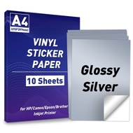 #Blue fantasy# 10SVinyl Stickers Printable Vinyl Sticker Paper A4 Glossy Silver Paper Label Decal for Inkjet Printer Laser Printer