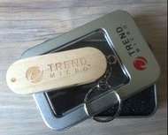 Trend Micro Wood USB 8G Flash Drive Back Up Memory Stick Key Ring in Silver box
