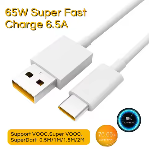 Realme Gt 5g 8 Pro X7 Narzo 30 Vooc Cable Type C 6.5A Super Fast Charge Oppo Find X3 Pro Neo Reno 6 