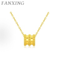 【FX】Gold 999（1g）24K Smooth pendant Ladies' pure gold necklace gift (with chain)