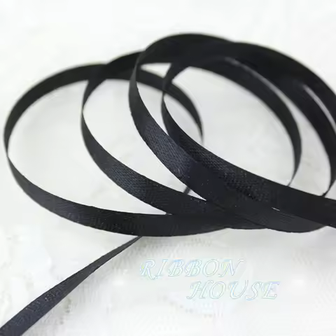 (25 yards/roll) 1/4" (6mm) Black Single Face Satin Ribbon Webbing Decoration Gift Christmas Ribbons