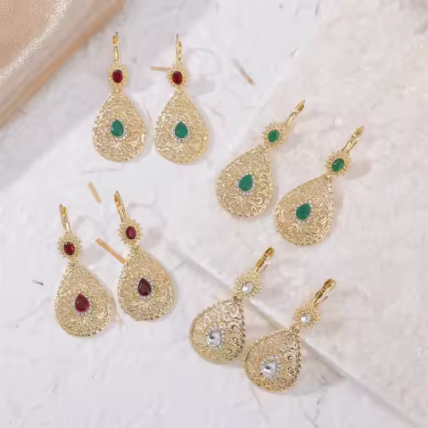 Classic Moroccan style noble cut rhinestone ladies jewelry earrings