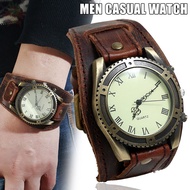 Men Watches Punk Vintage Cow Leather Wristwatch Roman Numbers Dial Casual Watch Gift