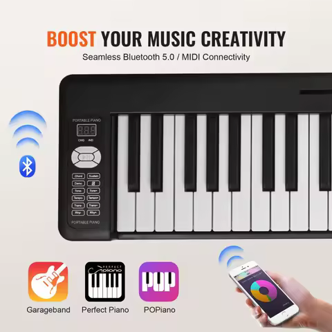 61Key Electric Piano Bluetooth MIDI Piano Portable Folding Electric Organ with Metronom Beginner Kid