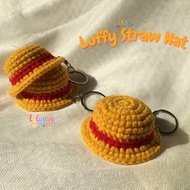 GANTUNGAN Handmade Crochet Luffy Keychain One Piece | Knitted Luffy Hat Keychain | Luffy Straw Hat