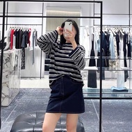 E0DV Maje 2025 Autumn New Striped Dropped Shoulder Sweater for Women