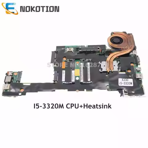NOKOTION For Lenovo ThinkPad X230 Laptop Motherboard I5-3320M CPU DDR3 With Heatsink fan 04X4501 04X